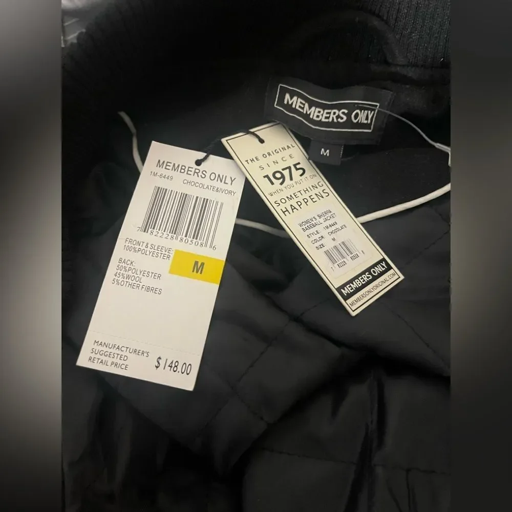 NWT Member’s Only Women’s Sherpa Baseball Jacket Chocolate Ivory Various Sizes - Picture 10 of 10